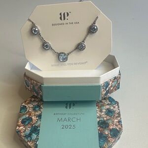 Bomb Party March Birthstone Necklace - aquamarine & hematite
